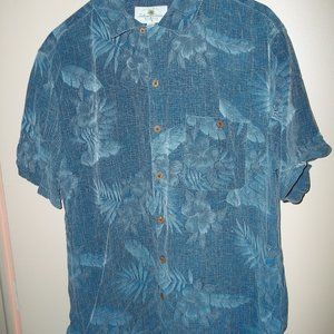 Island Shores Large 100% Silk short sleeve button down shirt